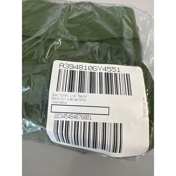 Isaac Mizrahi Live Regular Pebble Knit Wide Leg Pant Women Size Medium Thyme NEW - Picture 2 of 7